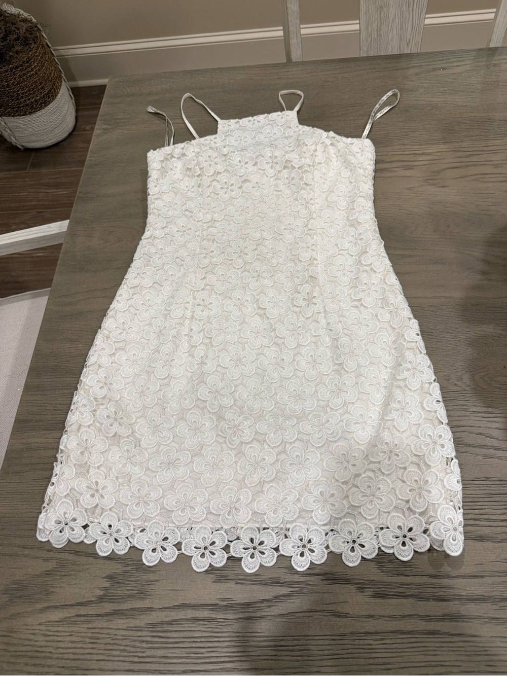 Women’s Lily Pulitzer Shimmering White Square Neck Floral Lace Dress